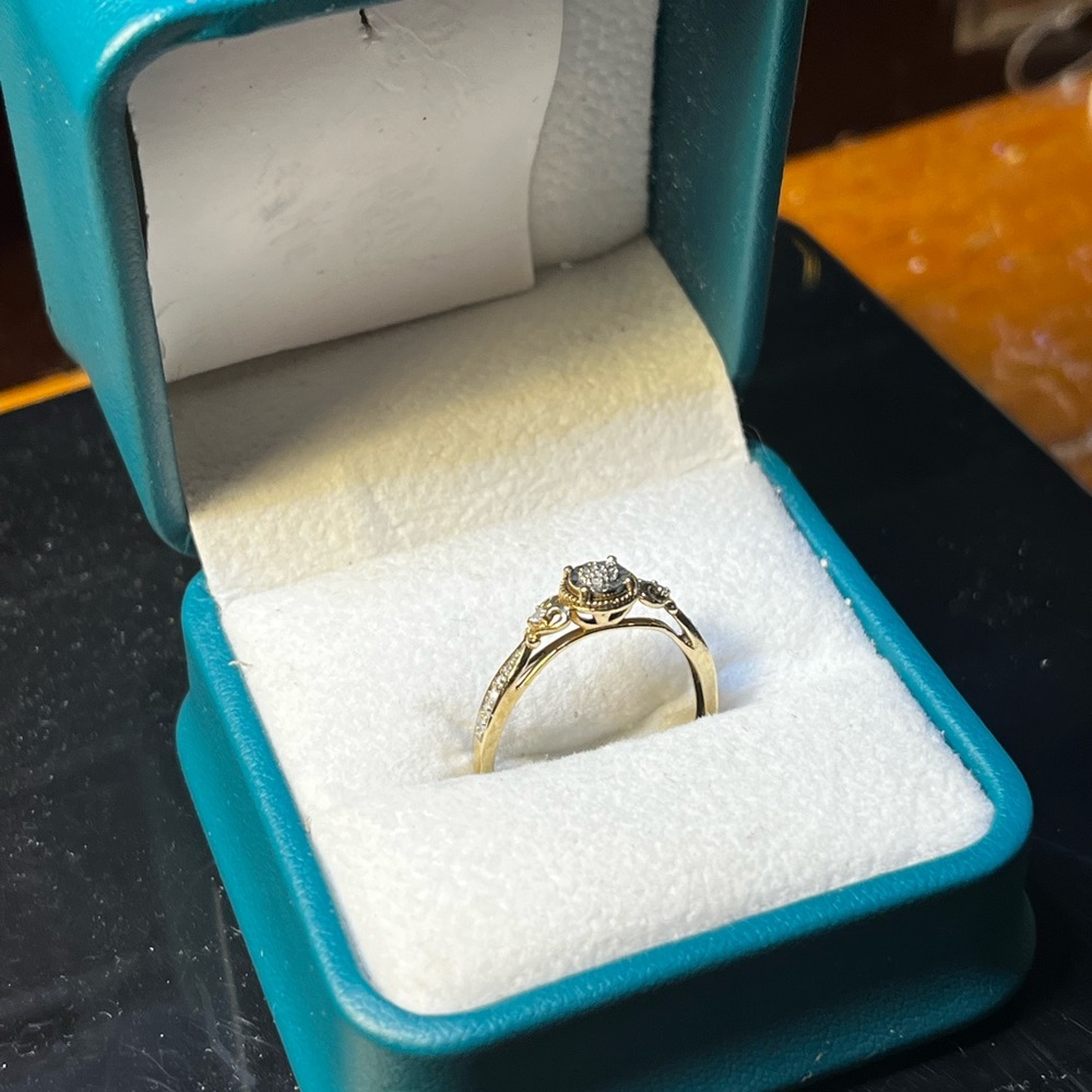 Solid Elegant Gold Ring With Silver Accents - image 5